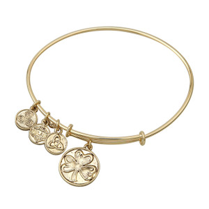Irish Symbol Charm Bangle Bracelet - Gold or Silver