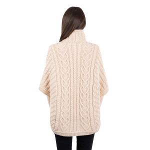 Funnel Neck Poncho Jacket ML107 Parsnip SAOL Knitwear Reverse View