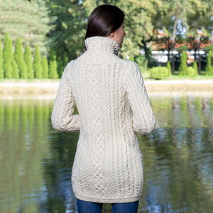 Soft Touch Ladies Aran Zip Cardigan ML114 Natural White SAOL Knitwear Reverse View