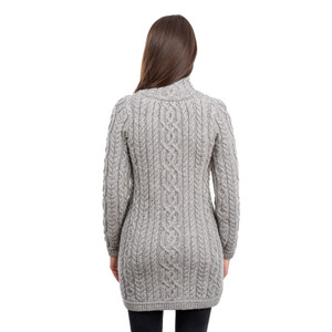 Soft Touch Ladies Aran Zip Cardigan ML114 Grey SAOL Knitwear Reverse View