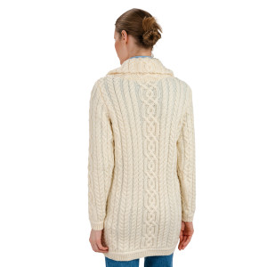 Soft Touch Ladies Aran Zip Cardigan ML114 Natural White SAOL Knitwear Reverse View