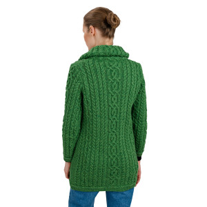 Soft Touch Ladies Aran Zip Cardigan ML114 Green SAOL Knitwear Reverse View