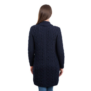 Ladies Open Face Cardigan ML130 Navy Blue SAOL Knitwear Reverse View