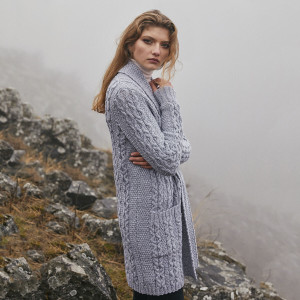 Ladies Open Face Cardigan ML130 Grey SAOL Knitwear Side View