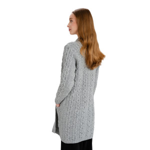 Ladies Open Face Cardigan ML130 Grey SAOL Knitwear Reverse View
