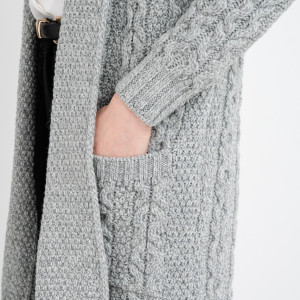 Ladies Open Face Cardigan ML130 Grey SAOL Knitwear Details View