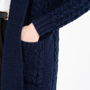 Ladies Open Face Cardigan ML130 Navy Blue SAOL Knitwear Details View