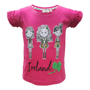 Cerise Irish Dancers Girls Frill Cotton Tee