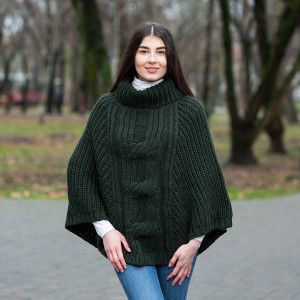 Aran Cowl Neck Irish Poncho | SAOL | SaolKnitwear.com