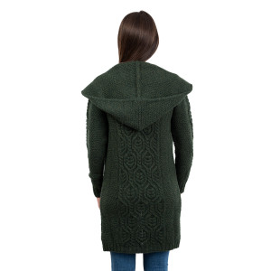 Ladies Classic Fit Long Cardigan with Hood ML116 Army Green SAOL Knitwear Reverse View