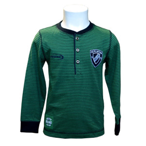 Sage Green Kids Rugby Henley Long Sleeve Top