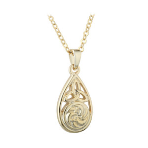 Book of Kells Gold-Plated Oval Trinity Knot Pendant