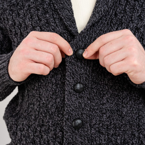 Mens Cable Shawl-Collar Cardigan MM904 Anthracite  SOAL Knitwear Details View