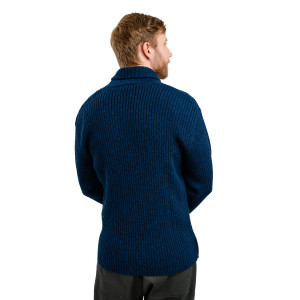 Men's Shawl Collar Fisherman Sweater MM224 Ocean Blue SOAL Knitwear Reverse View