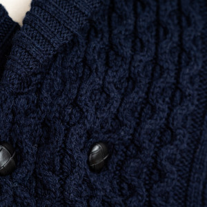 Double Breasted Shawl Cardigan MM225 Navy Blue SAOL Knitwear Details View