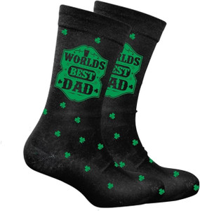 Men's Black Shamrock Socks Irish Footwear Outfit Accessory, Green