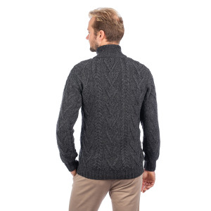 Mens Zipper Cardigan MM205 Charcoal SAOL Knitwear Reverse View