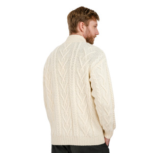 Mens Zipper Cardigan MM205 Natural White SAOL Knitwear Side View