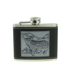 4oz Hip Flask with Embossed Highland Cow Design