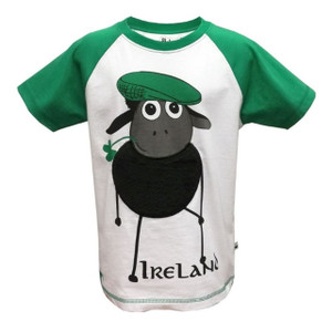 White & Emerald Ireland Sheep Kids T-Shirt