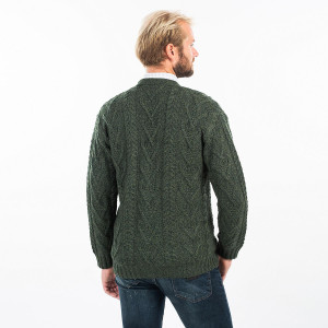 Mens V Neck Cable Cardigan