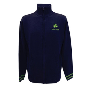 Navy Green Ireland Zip Knit Jacket