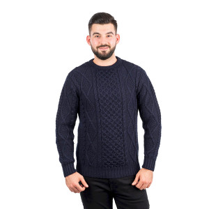 SAOL Crew Neck Sweater AWM208 Navy Blue SAOL Knitwear Front View