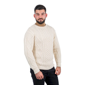 SAOL Crew Neck Sweater AWM208 Natural White SAOL Knitwear Front View