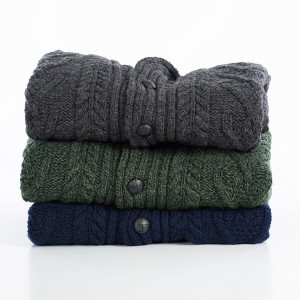 Mens Aran Cable Shawl-Collar Cardigan MM200  SAOL Knitwear View