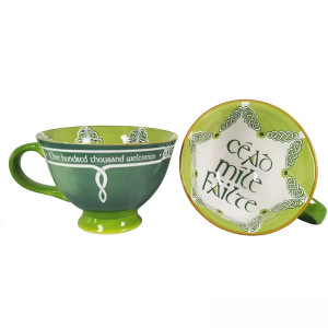 Irish Bone China Latte Cup - Céad Míle Fáilte Design
