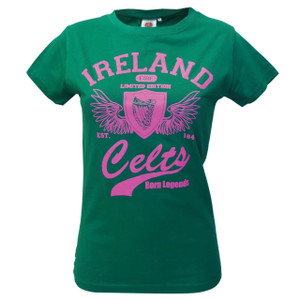 Green & Pink Celtic Ireland Ladies T-Shirt