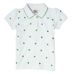 White Shamrock Kids Polo Shirt DublinGiftCompany.com