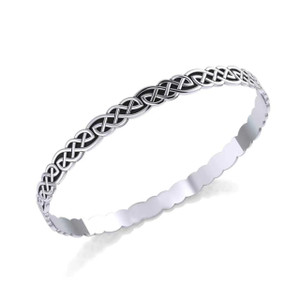 Celtic Knotwork Silver Bangle Bracelet with box DGC