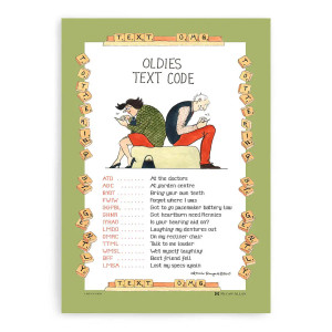 Tottering Oldies Text Code Tea Towel