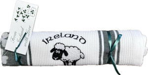 Bespoke Embroidered Waffle Towel Sheep and Ireland