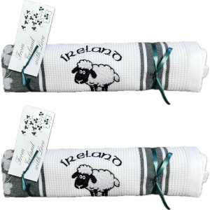 Bespoke Embroidered Waffle Towel Sheep and Ireland