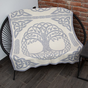 Tree of Life Trinity Knot Bed  Runner-KB-303 - Grey