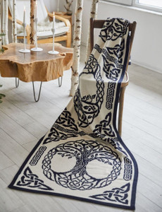 Bed Runner Tree of Life Trinity Knot Navy Saol.com