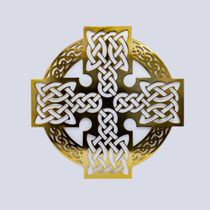 Irish Wall Hanging Celtic Cross- Polished Brass