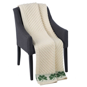SAOL Merino Wool Shamrock Throw White SaolKnitwear.com MT119-100-OS
