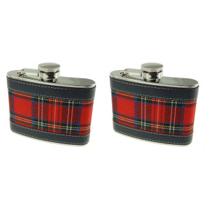 Packs of 4oz Royal Stewart Tartan Hip Flask with Black Trim