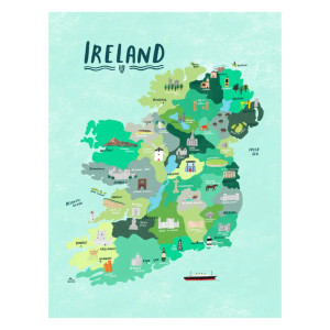 Ireland Map Lap Blanket 28x39 Sherpa Backed