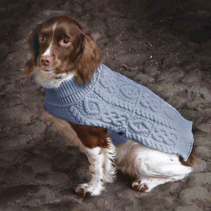 Dog Aran Knit Sweater Denim Blue