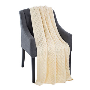 Honeycomb Merino Wool Aran Throw Natural MT101 SAOL