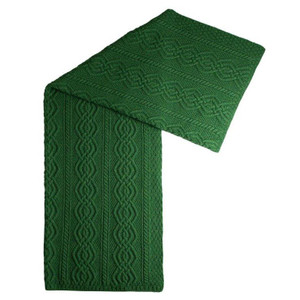 SAOL Dara Merino Wool Aran Throw MT100 Green SaolKnitwear.com