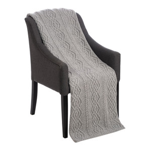 SAOL Dara Merino Wool Aran Throw MT100 Grey SaolKnitwear.com