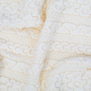 AWT910 Chunky Knit Throw Natural Color Pattern Detailing SAOL Knitwear