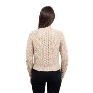 ML152-109 Ladies Cable Cardigan SAOL Knitwear Parsnip