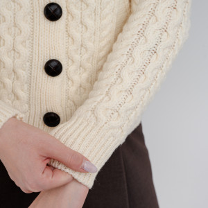 ML152-100 Ladies Cable Cardigan SAOL Knitwear Natural
