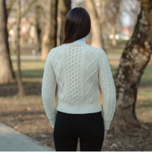 ML152-100 Ladies Cable Cardigan SAOL Knitwear Natural